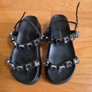 Black Bejeweled Sandals